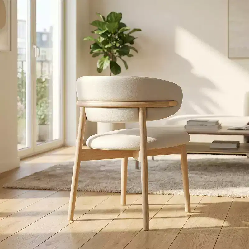 JVNOXK Set of 2 Mid-Century Modern Ash Wood Dining Chairs, Natural Wood Finish