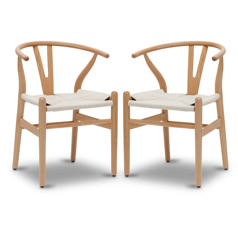 Poly & Bark Weave Chairs - Solid Wood Frame (Set of 2)