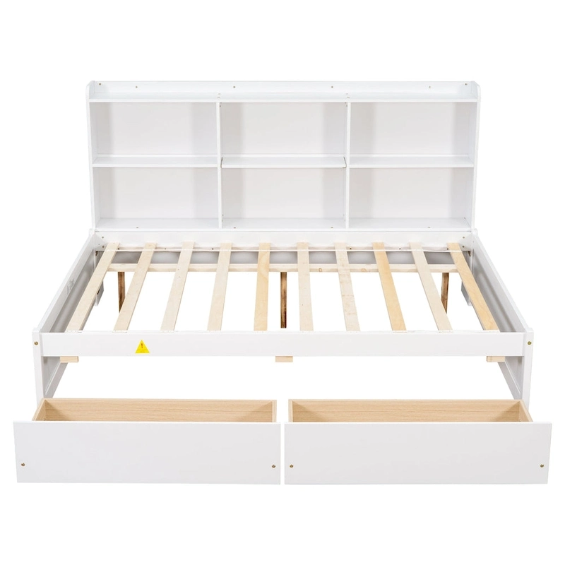 Full Bed with Side Bookcase Drawers