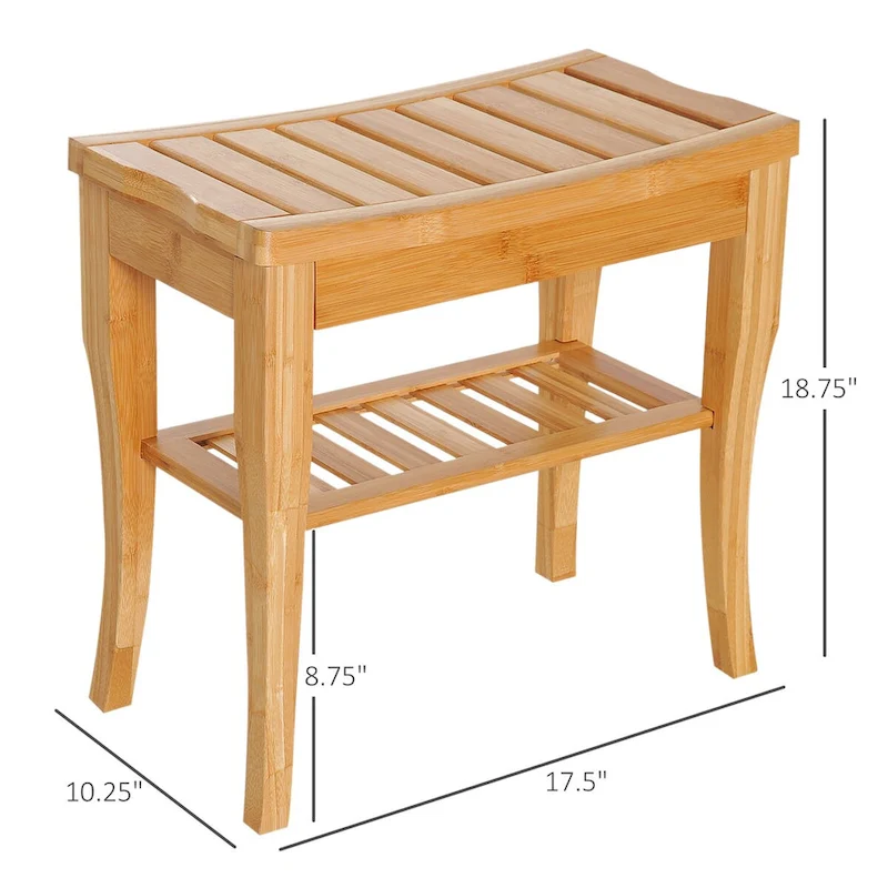 Long Bamboo Shower Bench Seat