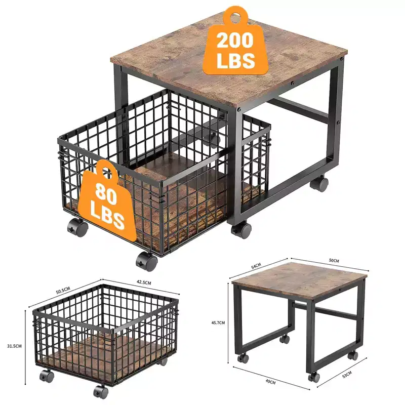Movable Mini Fridge Stand with Large Capacity Storage, Rolling Fridge Cart with 4 Lockable Wheels for Kitchen Bedroom Office Dorm