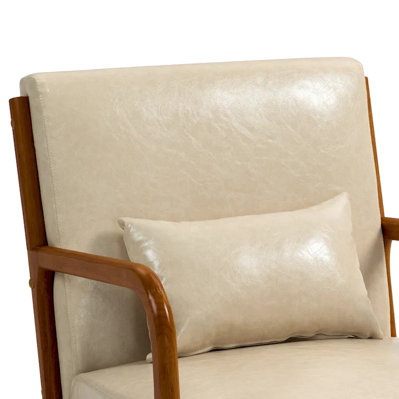 Mid-Century Modern Upholstered Accent Chair with Wood Frame