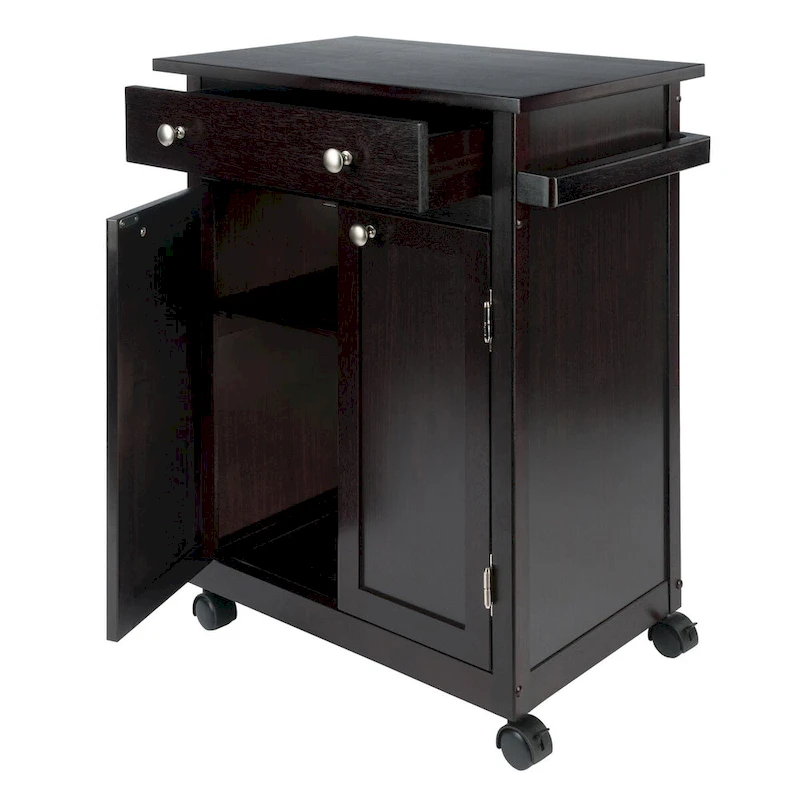 Savannah Utility Kitchen Cart, Espresso - 26.89 x 17.72 x 34.02 inches