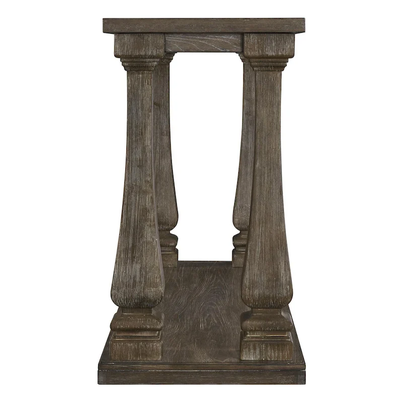 Rectangular Wooden Sofa Table with Square Baluster Legs, Gray