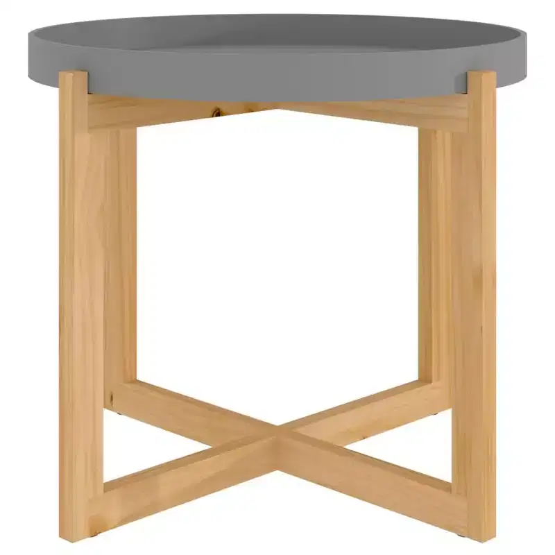 vidaXL Coffee Table Round End Table Sofa Table Engineered Wood Solid Wood Pine - White