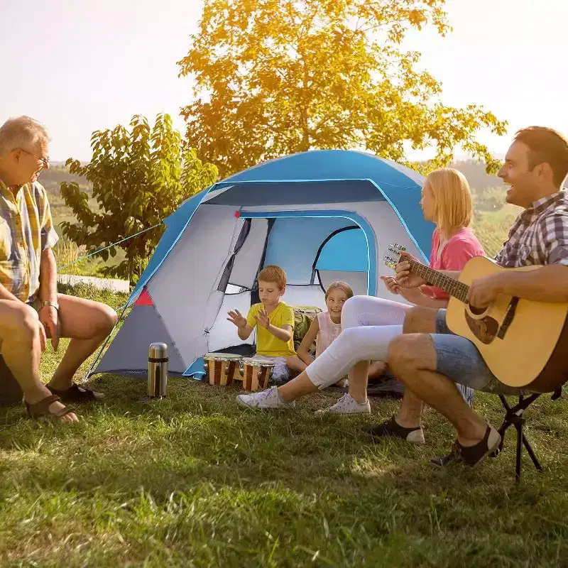 Easy Setup Camping Tent for 4-6 Persons  Light Blue, Ideal for Hiking, Backpacking & Outdoor Travel.