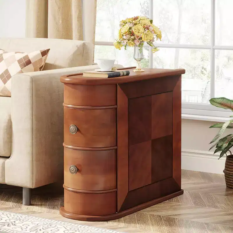 MAYEERTY 23.6 Inch Vintage Narrow Space Saving Side Table Waterproof Easy Clean Surface for Home Office