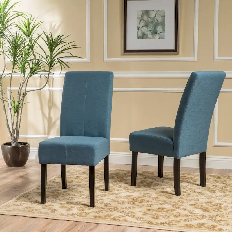 Upholstered Dining Chairs Set of 2 - Contemporary T-Stitch Design, 17.75