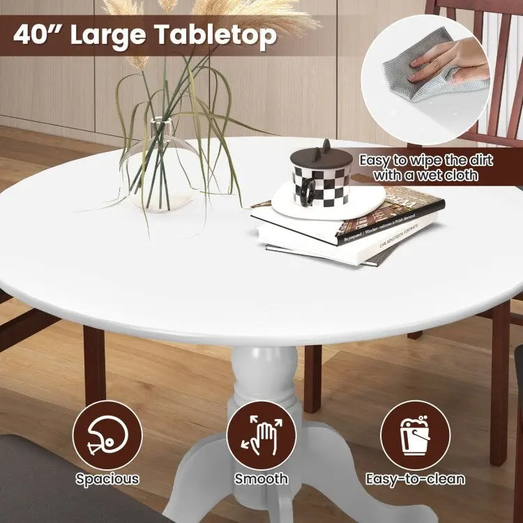 Wooden Dining Table with Round Tabletop and Curved Trestle Legs - 39.37 x 39.37 x 28.74