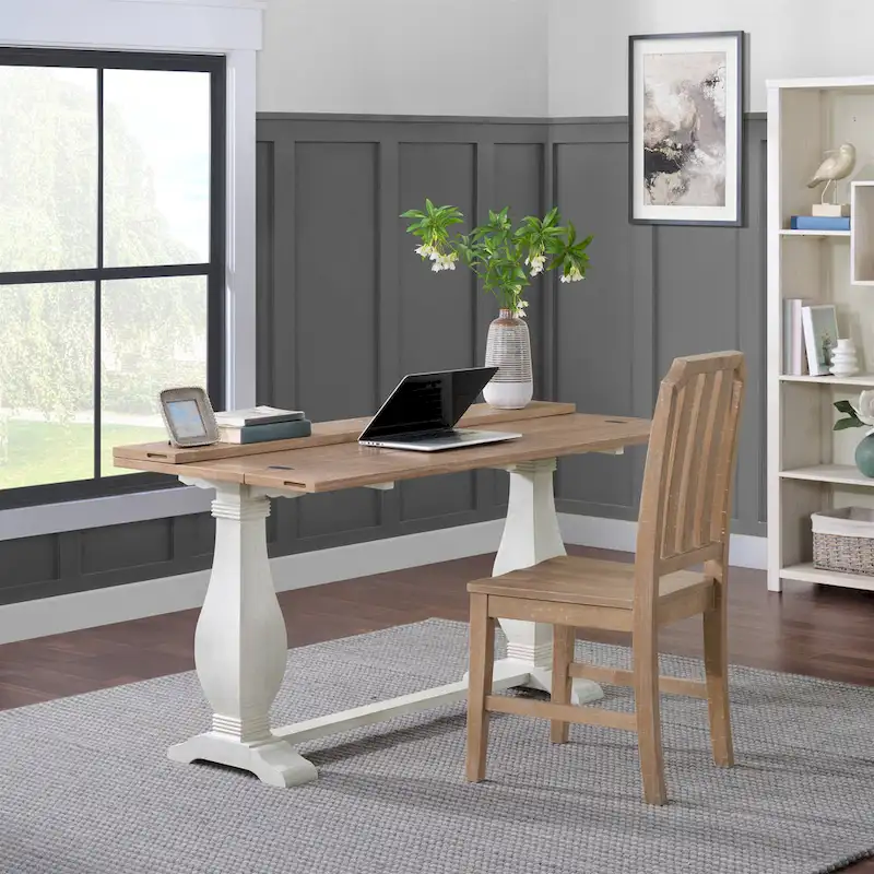 60 Solid Wood Pedestal Flip-top Sofa Console Table