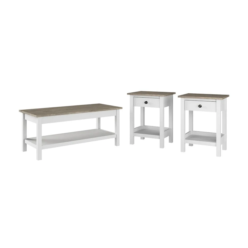 Bush Furniture Mayfield Farmhouse Coffee Table with End Tables