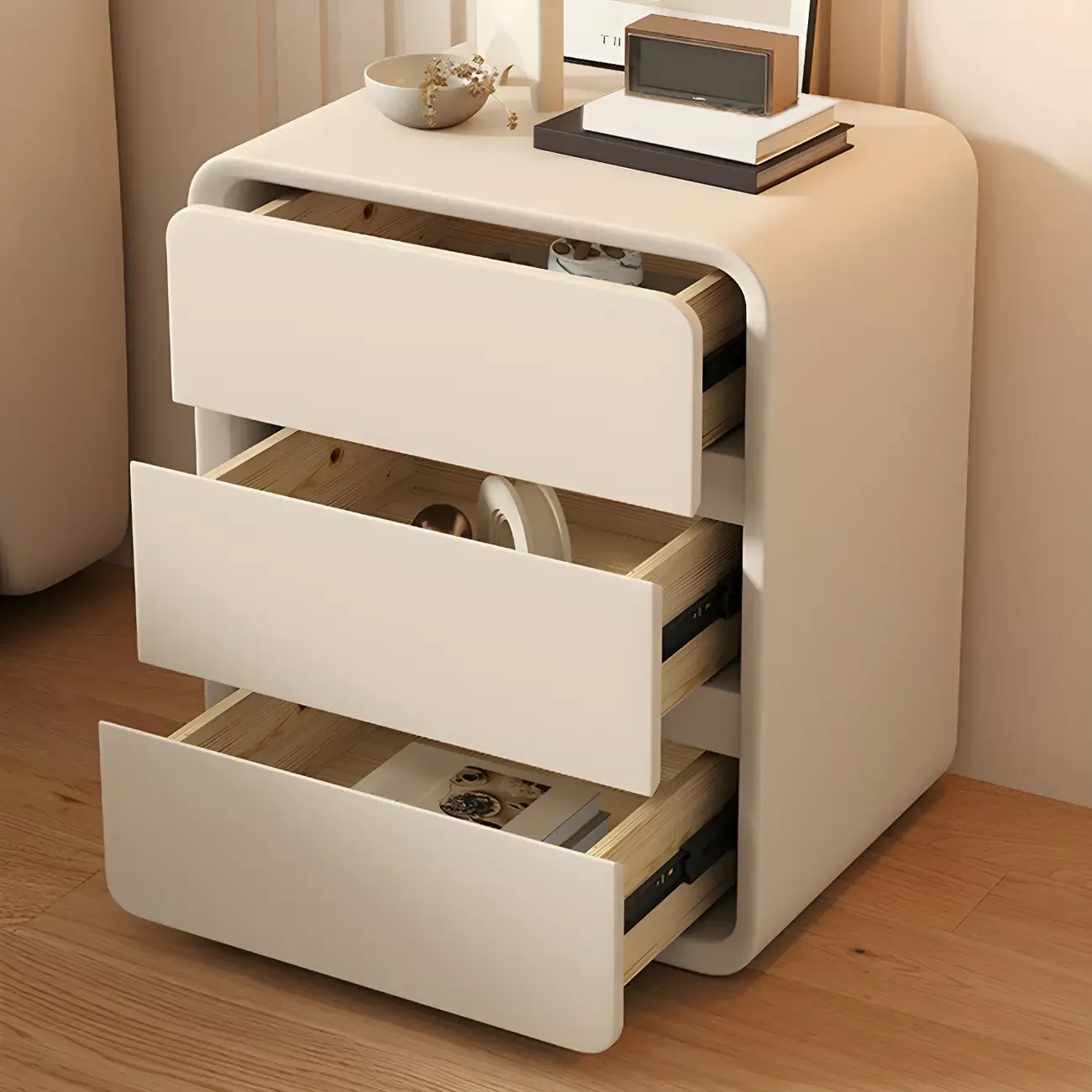 Scandinavian Wood Narrow Bedside Cabinet