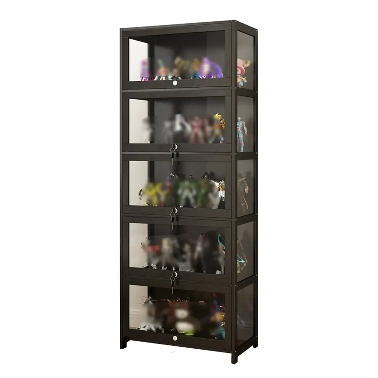 Living Room Modern Black Glass Figurine Display Cabinet