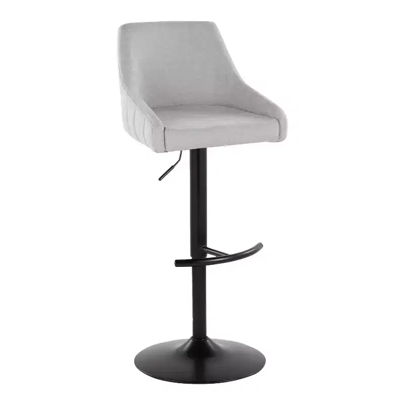 LumiSource Set of 2 Hannah Adjustable Barstools Black Metal/Gray Fabric