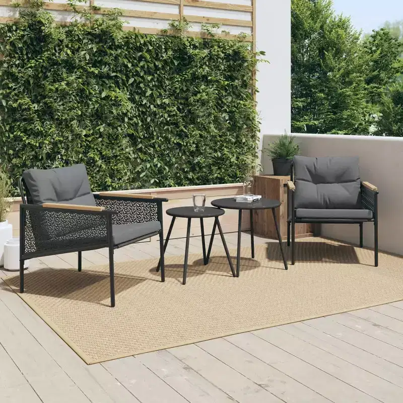 vidaXL Patio Chairs with Cushions Outdoor Garden Furniture Black Steel