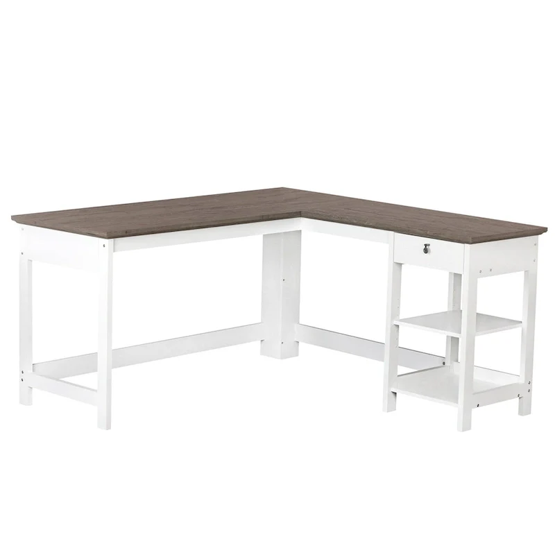 Saint Birch Finley White 59-inch L-Shape Desk