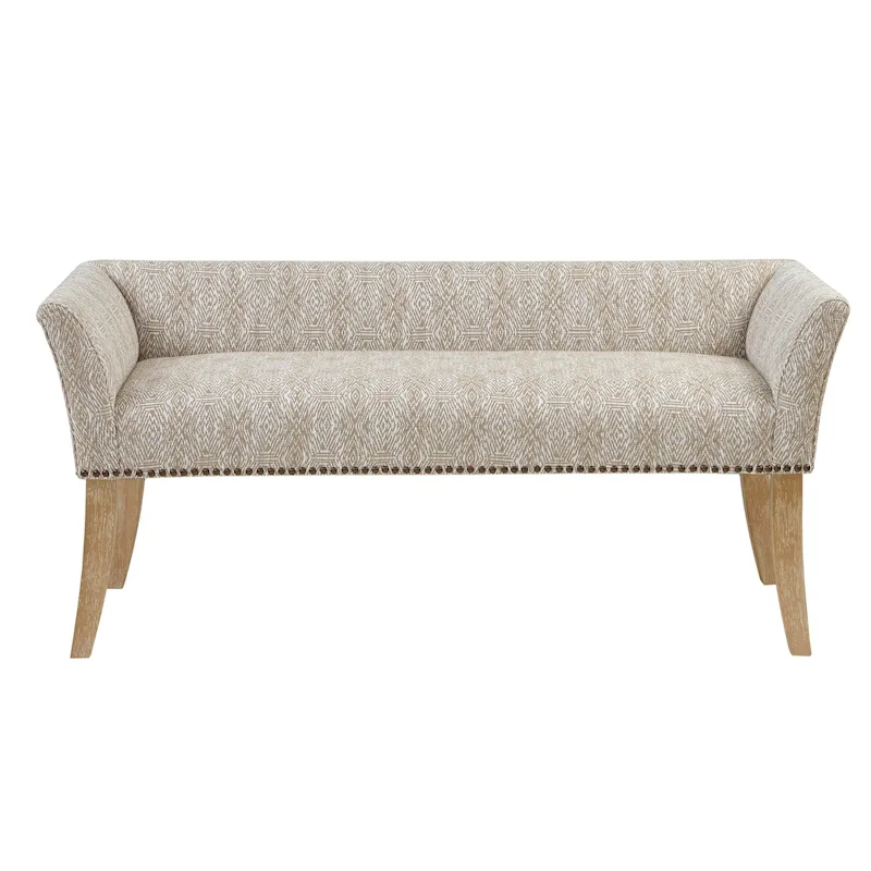 Madison Park Welburn 49.5 Upholstered Bench with Back & Wood Legs