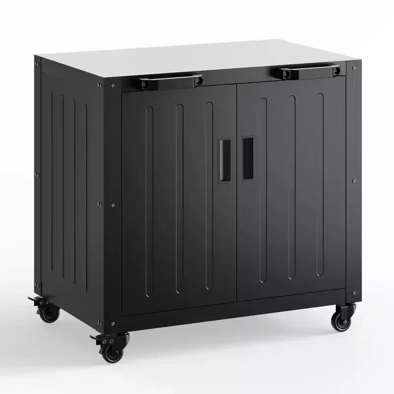 Modular Outdoor Grill Cart with Storage Cabinet - Stainless Steel Top - Bar Cart Kitchen Island for Lawn and Garden - Durable BBQ Accessory