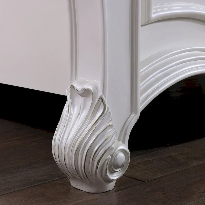 Furniture of America Eugene Traditional Dark Cherry Solid Wood Four Poster Panel Bed with Carved Details