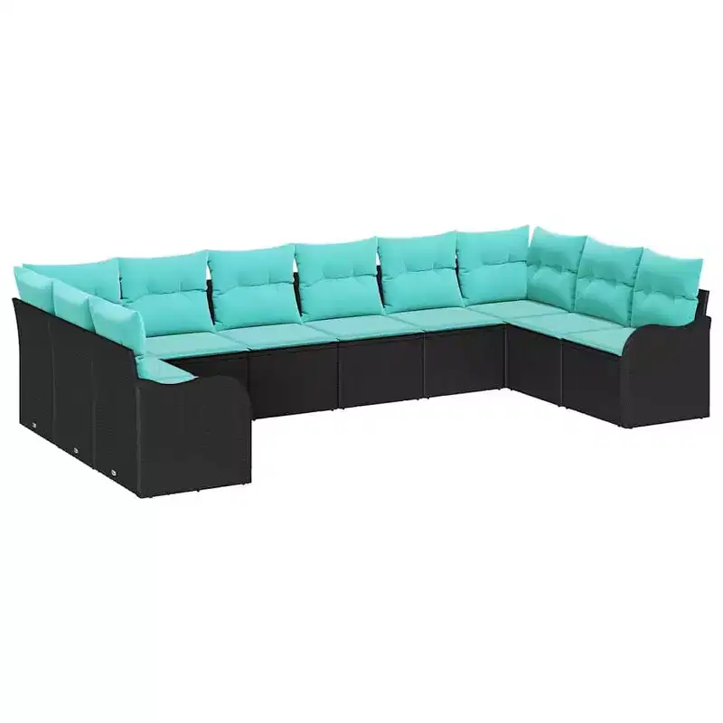 vidaXL Garden Sofa Set with Cushion 10 pcs Brown Poly rattan