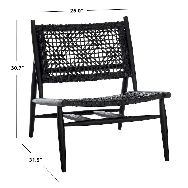 Open Leather Weave Squared Accent Chair