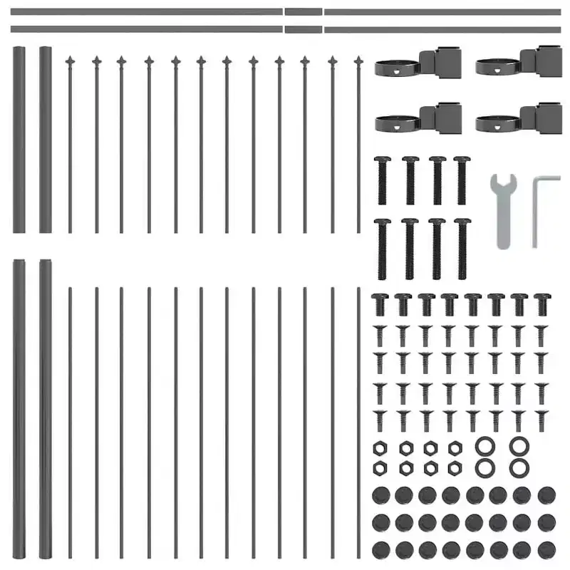 vidaXL Garden Fence Grey 5.58 x 4.92 ft Powder-coated Steel