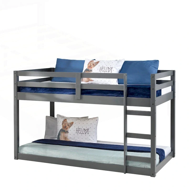 Twin Loft Bed with Slats and Guard Rail