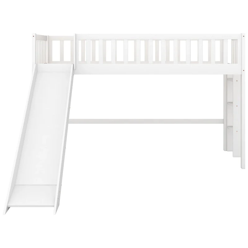 Pine Low Loft Bed with Slide