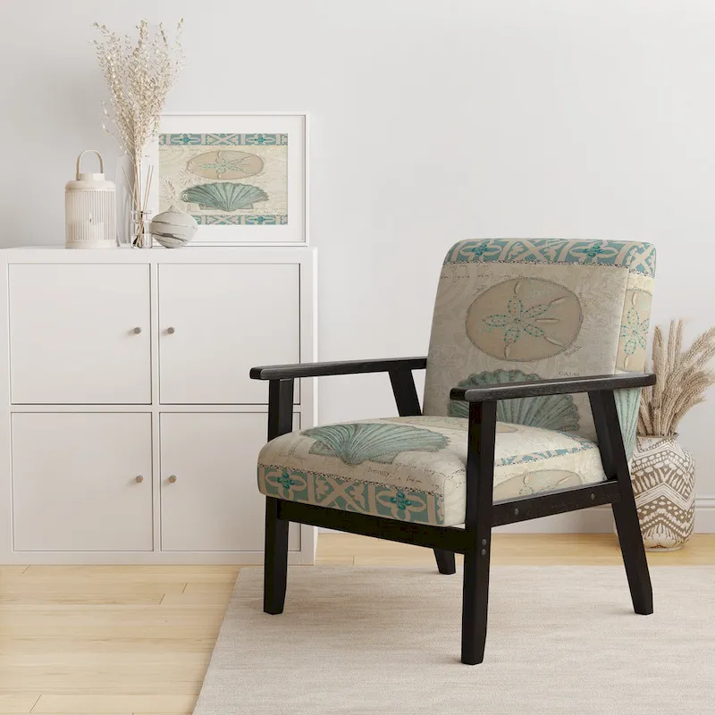 Seastar and Blue Sea Shell II Upholstered Accent Chair