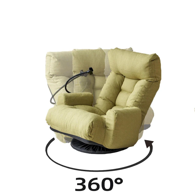 Upholstered 360 Swivel Manual Leisure Recliner with Mobile Phone Holder, Adjustable Headrest and Backrest