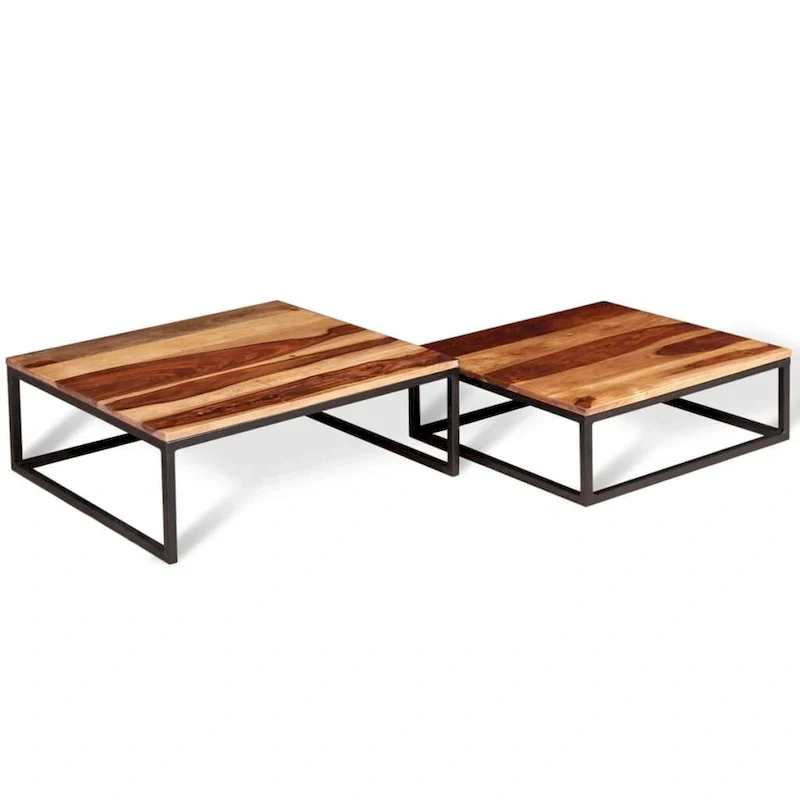 vidaXL Two Piece Nesting Coffee Table Set Solid Sheesham Wood