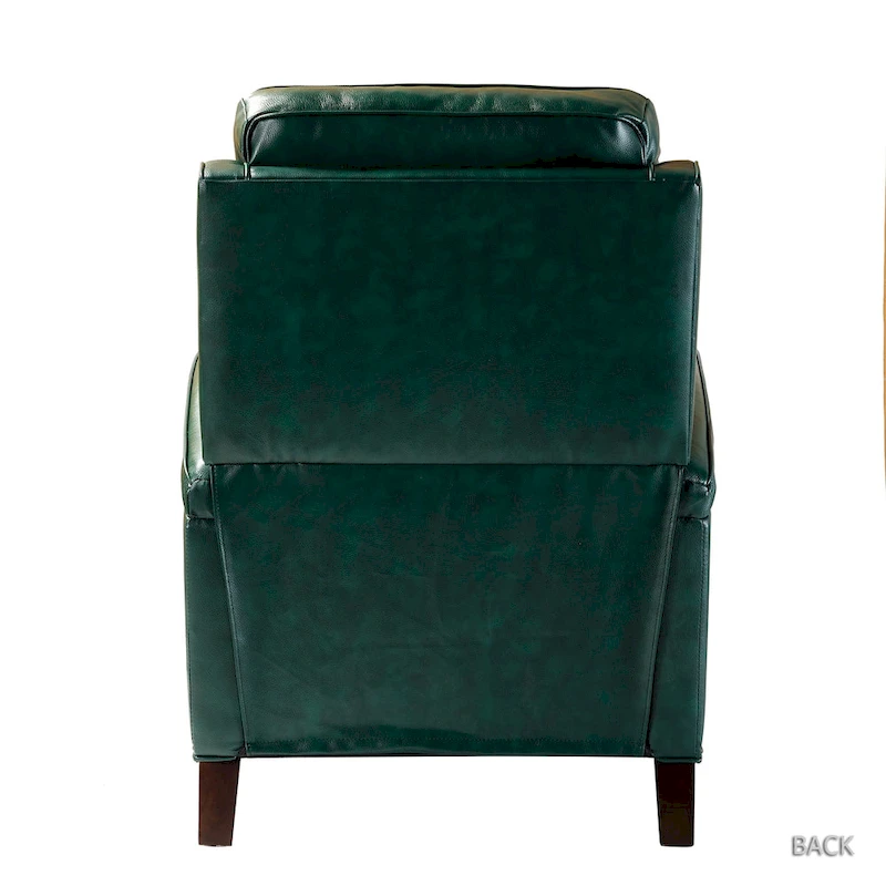 Gaspar Mid-Century Modern Genuine Leather Pushback Recliner with Wood legs Set of 2 by HULALA HOME