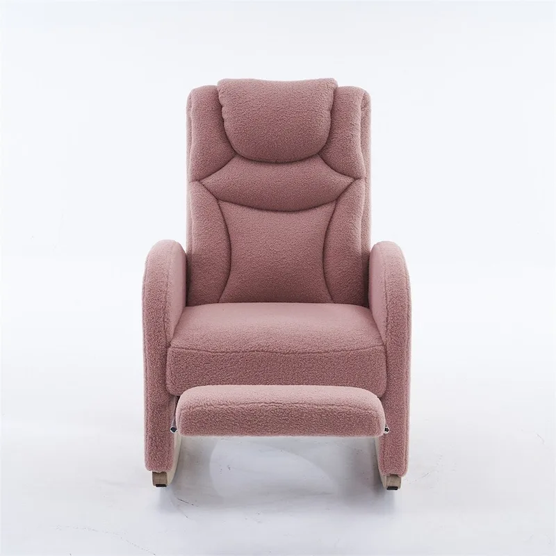 Ergonomic Fabric Nursery Rocking Chair With Adjustable Footrest