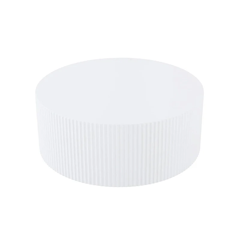 35.43 Wood Round Coffee Table with Handcrafted Relief