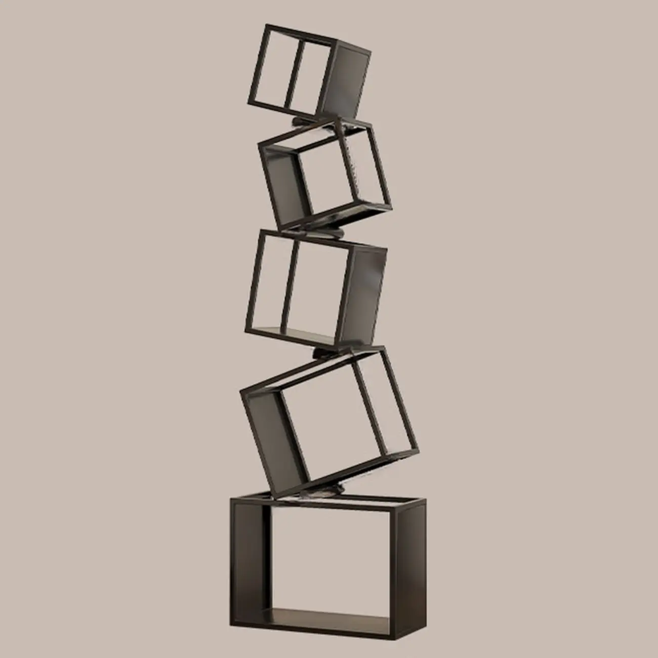 73H Black Metal Geometric Open Cube Bookcase
