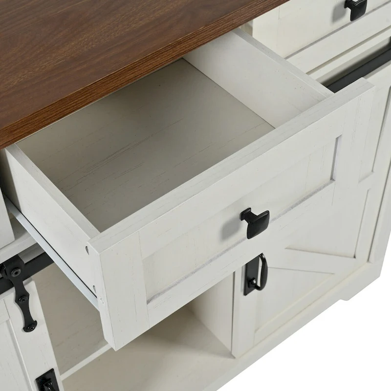 Farmhouse Kitchen Island with Power Outlet