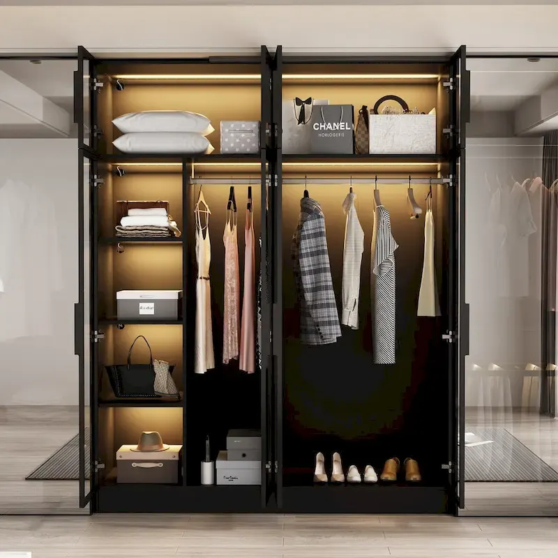 Modern Aluminum Framed Wardrobe: Spacious Design with LED Armoires