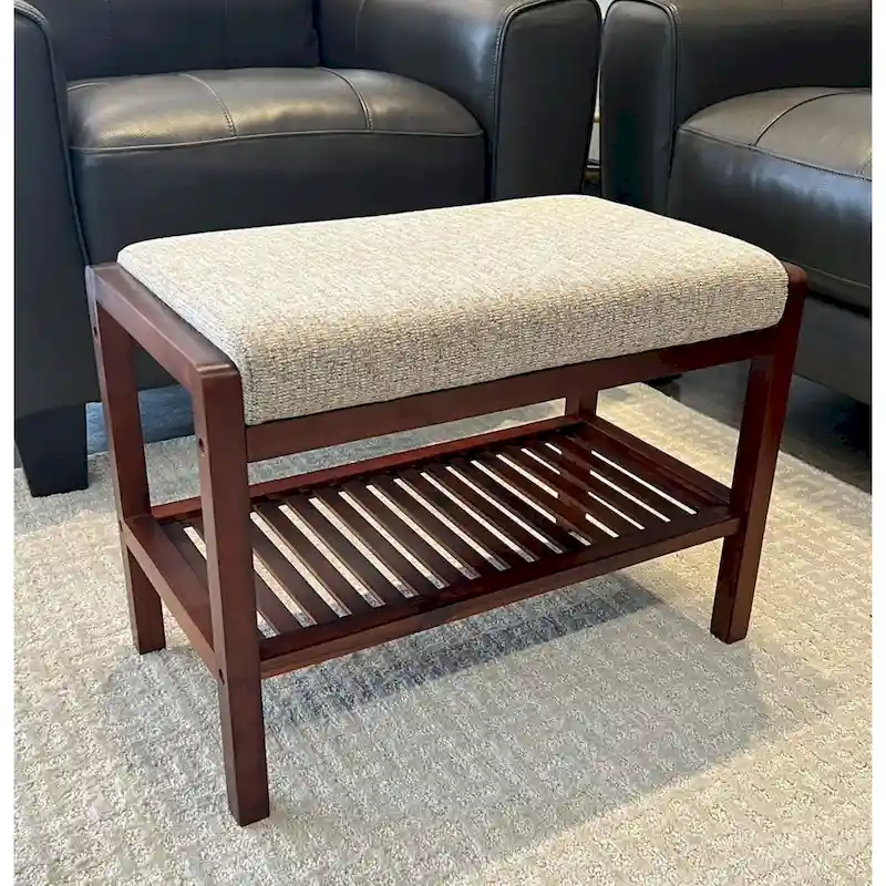 Solid Acacia Wood Padded Bench