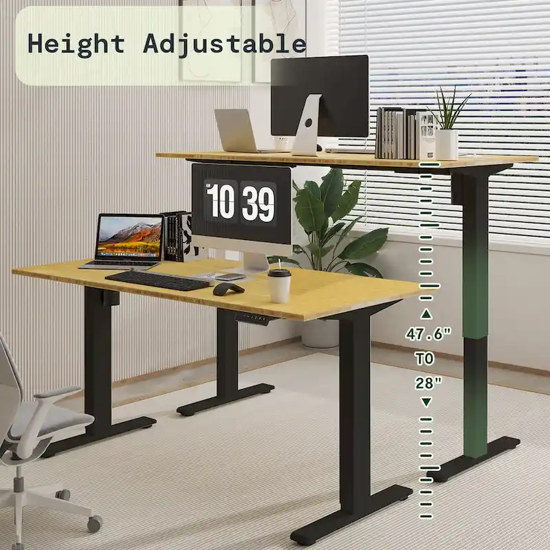 Bamboo Electric Height Adjustable Standing Desk - Single User