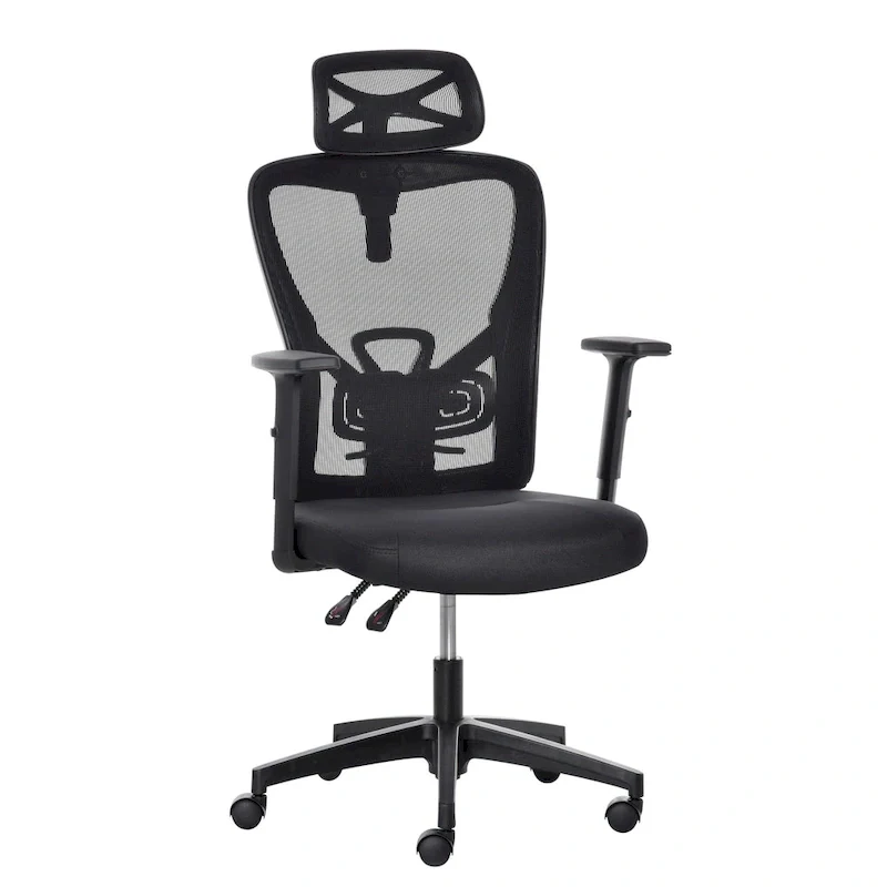 Black High-Back Mesh Ergonomic Office Chair with Lumbar Support, Adjustable Headrest & Armrests – 1-Person
