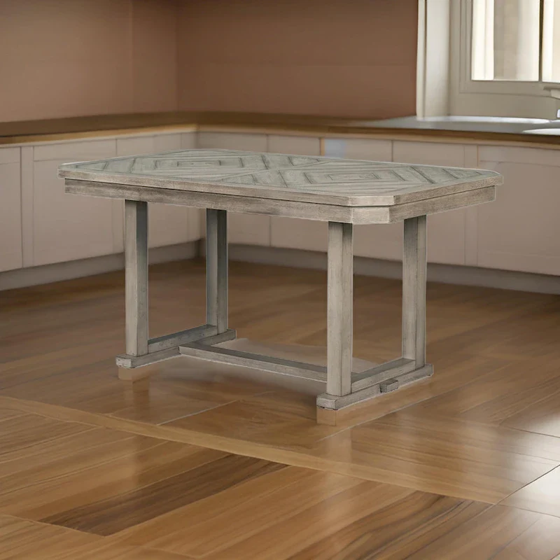 Lais 60 Inch Dining Table, Rectangular, Diamond Wood Grain Pattern, Gray