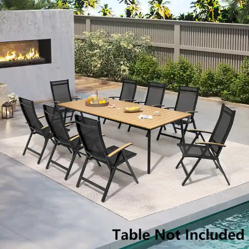 Pellebant Patio Folding Chairs Camping Deck Garden Aluminum Dining Chair - 23.6 in W * 16.9 in D * 42.1 in H