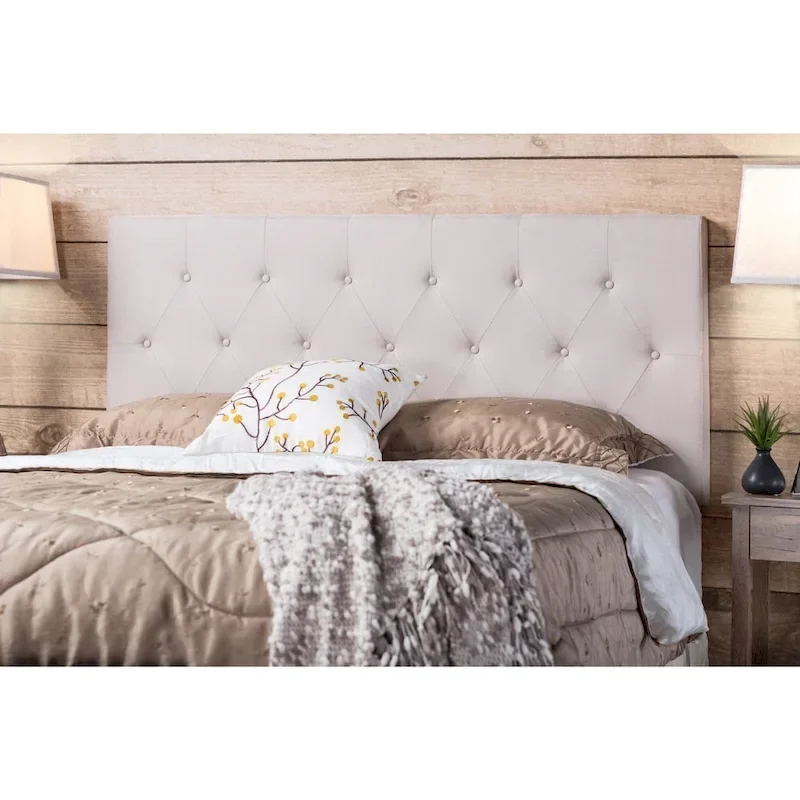 Zele Modern Ivory Linen Adjustable Headboard