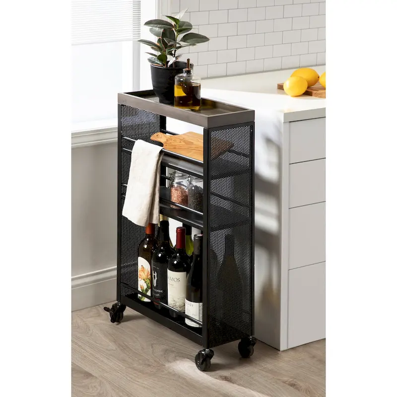 Piazza 4-Shelf Iron Storage Cart - 18x7x30