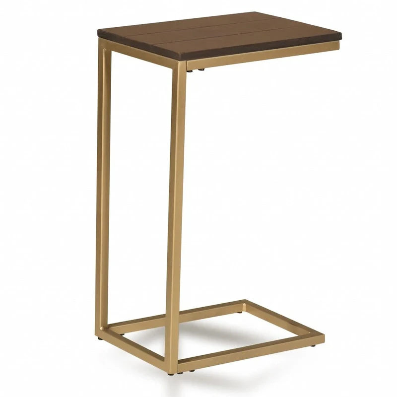 Dark Brown Solid Wood & Steel Frame End Table | 25