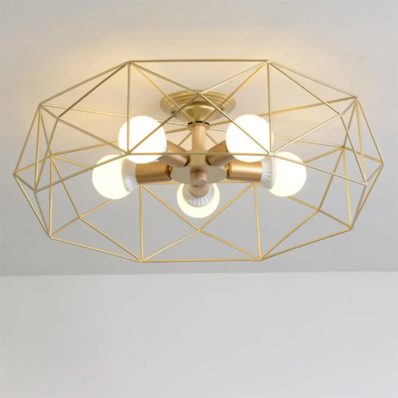 Sleek Gold Semi-Flush Ceiling Light with Iron Drum Shade
