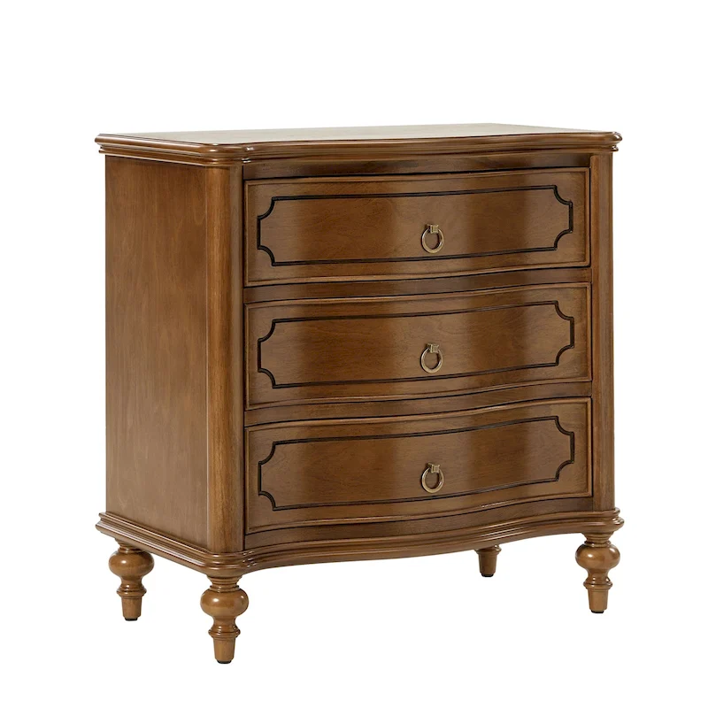 Alois Traditional 3-Drawer Nightstand with Solid Wood Spindle Legs by HULALA HOME