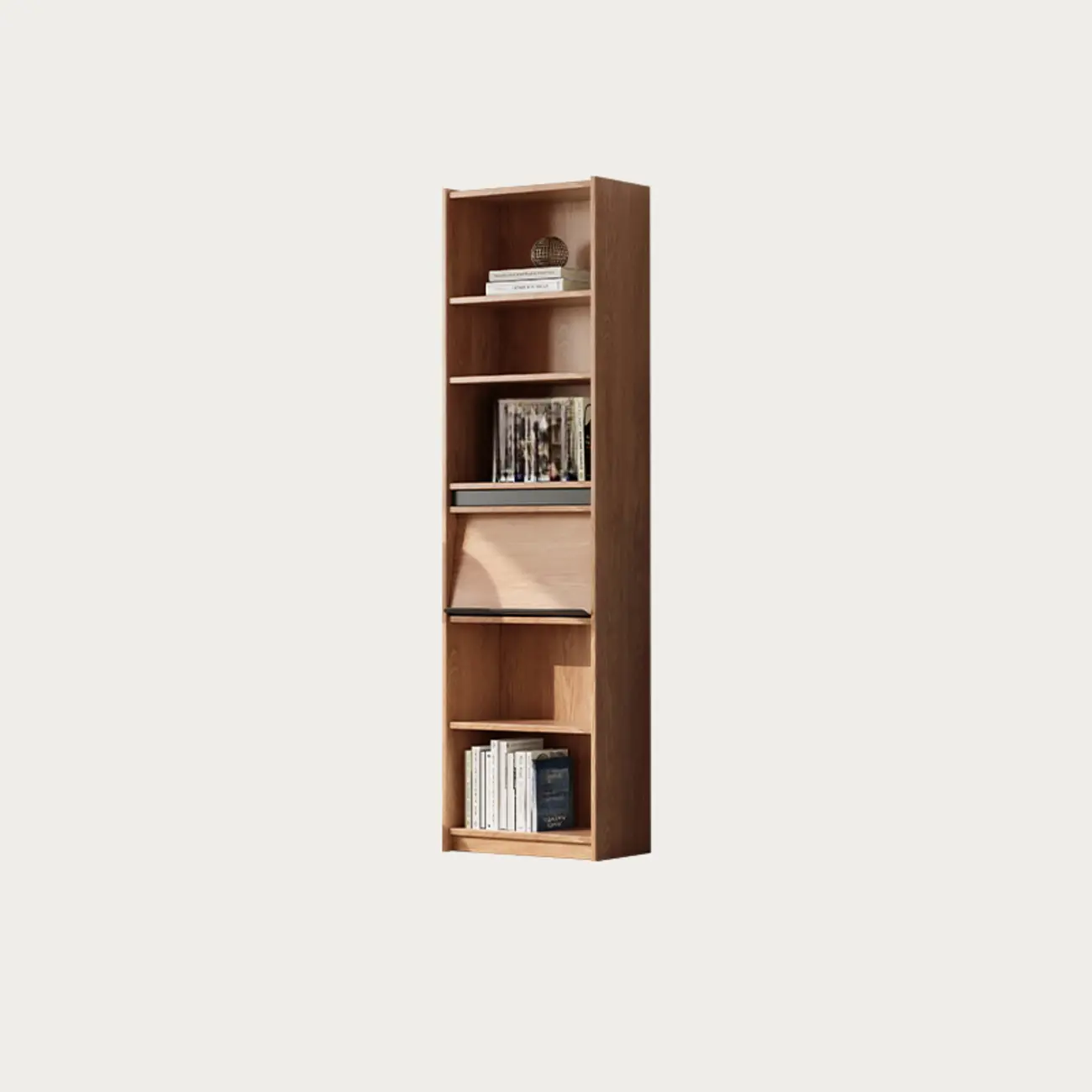 Unfinished Color Vertical Oak Wood Bookshelves with Closed Back
