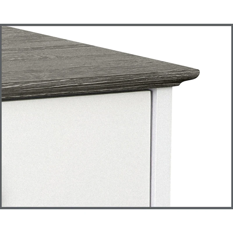 Saint Birch Finley Gray Oak Top and White Finish 3-Drawer Cabinet