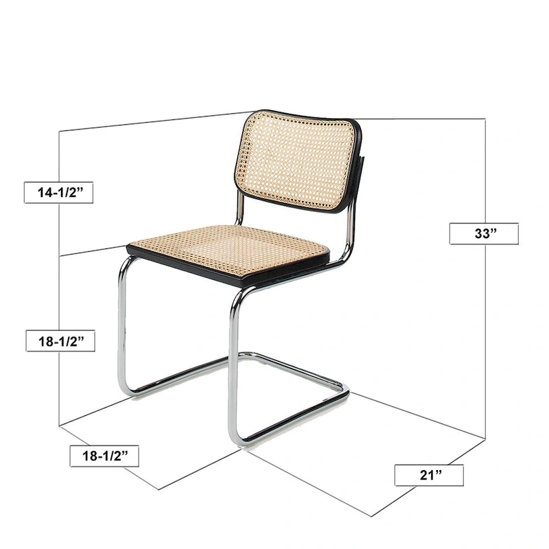 Breuer Chair Company Cesca Cane Dining Chair in Chrome and Walnut